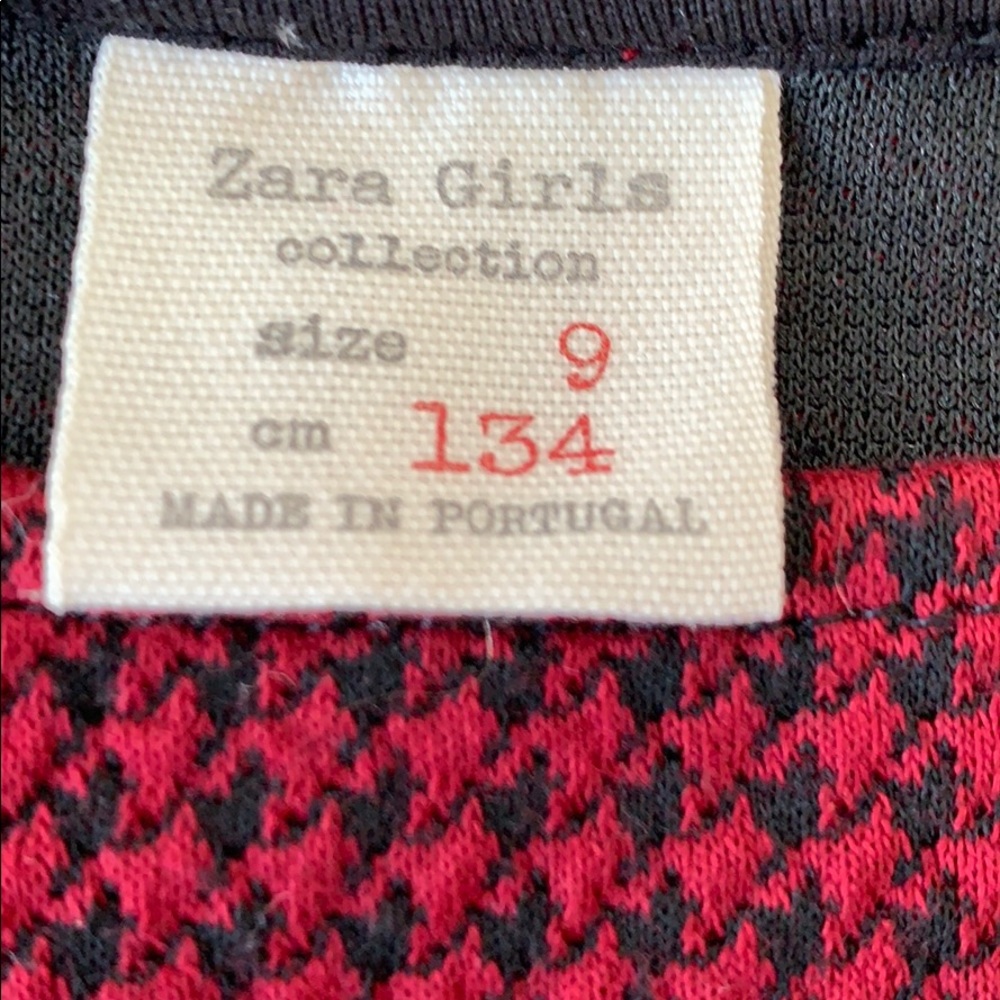 Zara Girls Houndstooth Dark Red Dress #C033 - Picture 3 of 3